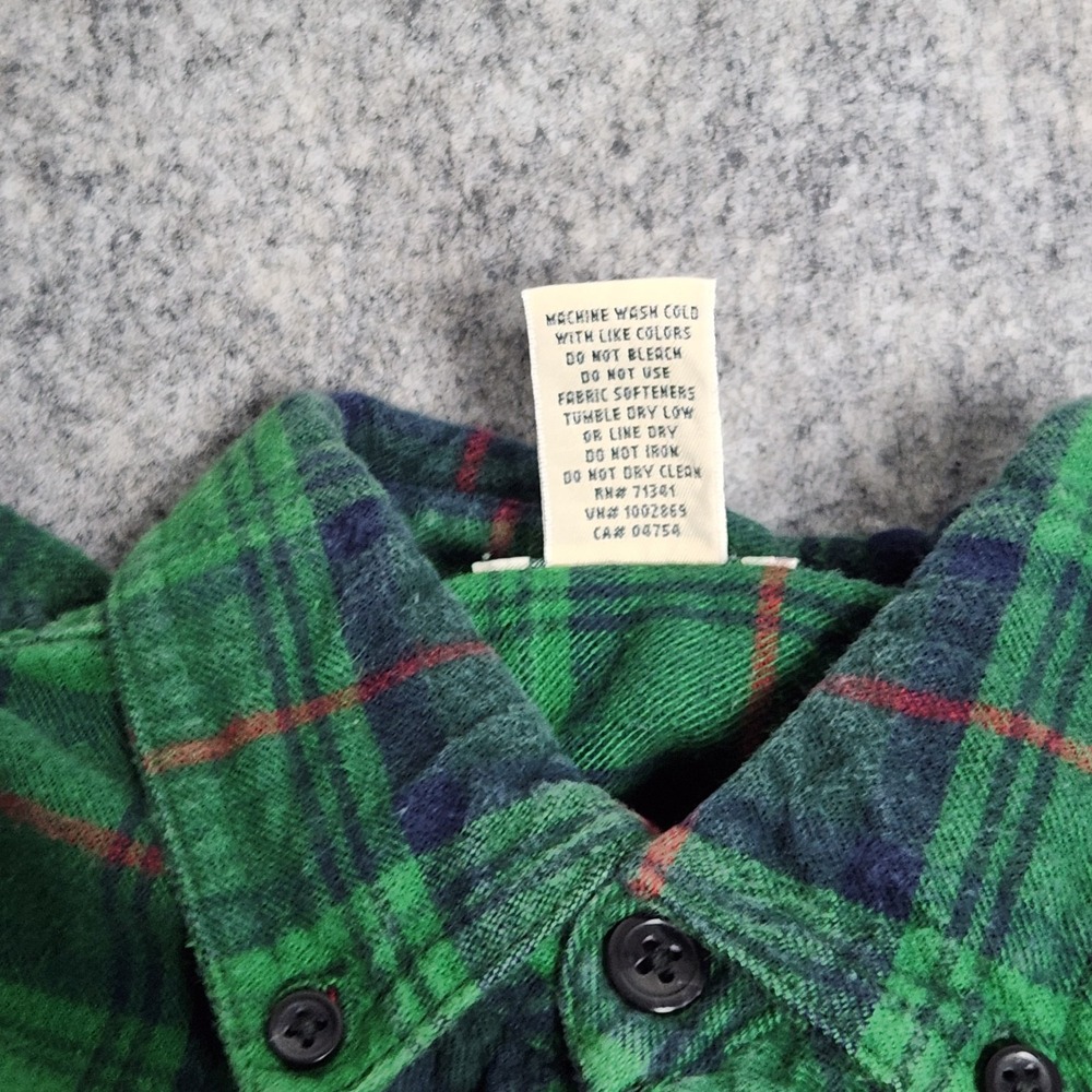 LL Bean Slightly Fitted Flannel Shirt Men S Reg Green Scotch Plaid Button‎ Up - Picture 4 of 6